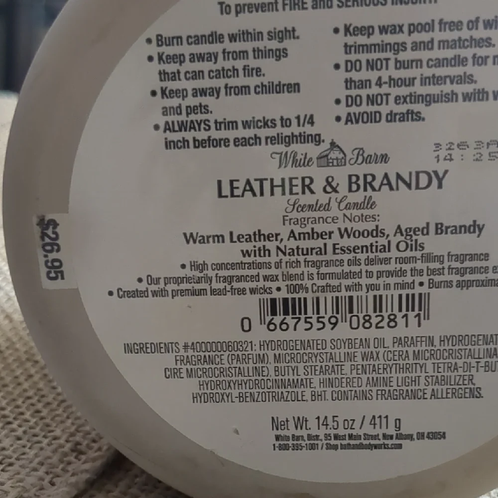 🌹BBW White Barn Leather & Brandy Candles (Set of 3) - Picture 3 of 3